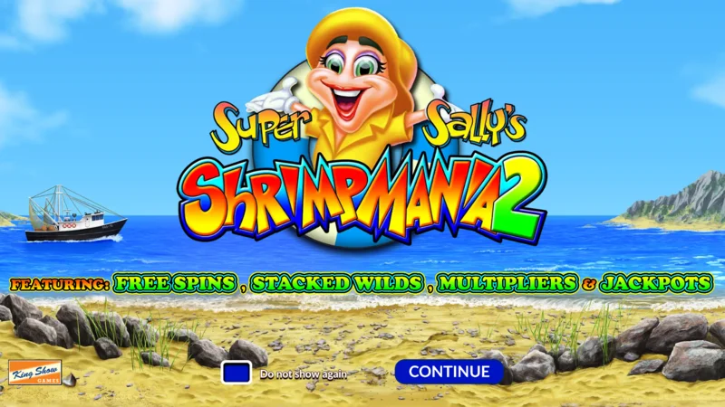 Super Sally's Shrimpmania 2 - Skrini kuu yenye reels 5x4 na gridi ya 40 ya mistari ya malipo
